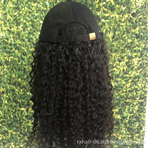 Best Selling Baseball Cap Hat Wig Wholesale Cheap Travel Wig Hats Women Cap Curly Brazilian Human Hair Wigs With Hats